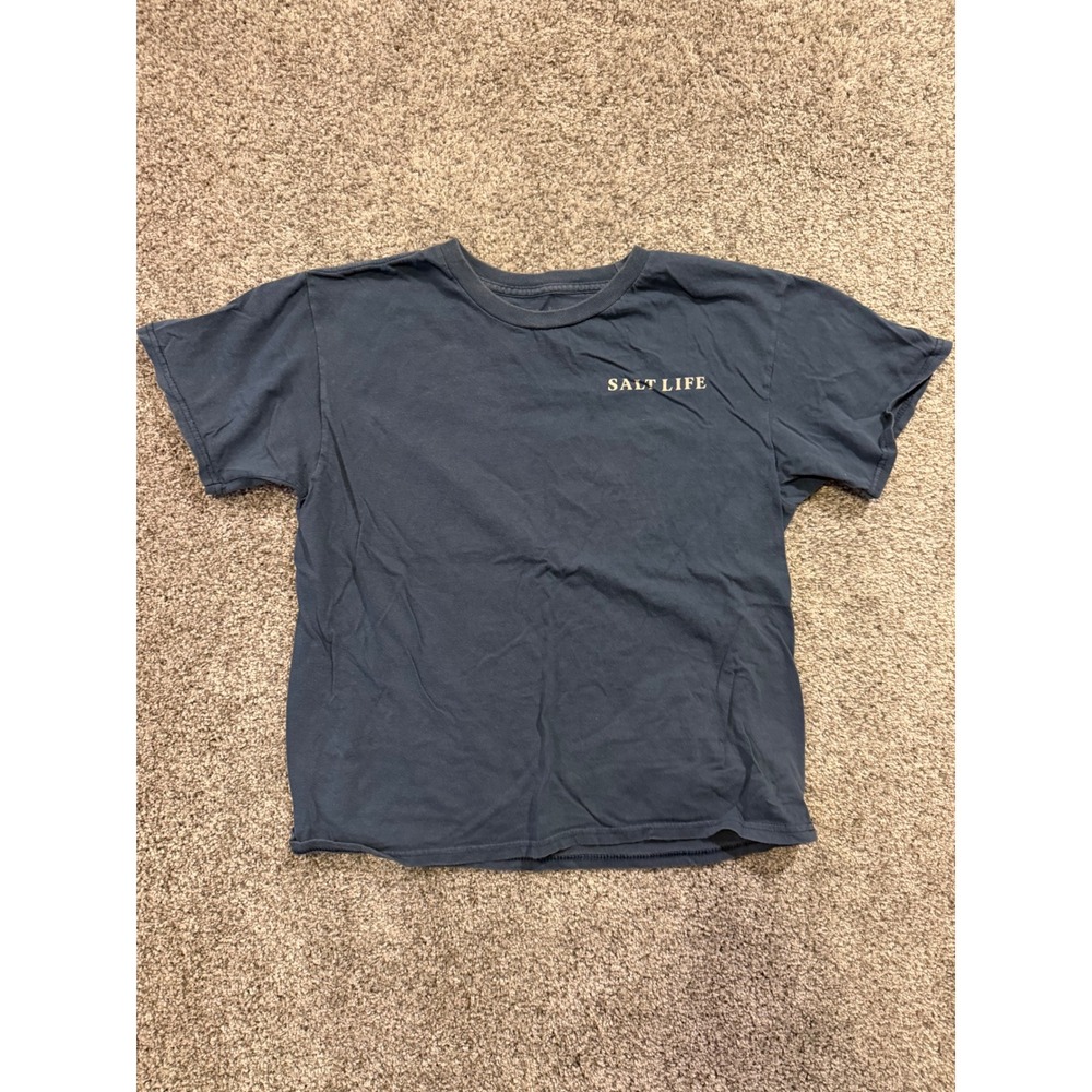 Salt Life T-Shirt Kids Large Blue Salty State of Mind Graphic Short Sleeve Tee *